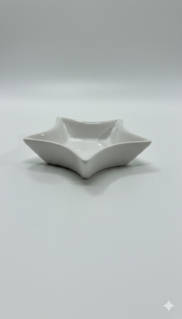 Sosiera din portelan, in forma de stea, alba, pentru sosuri si dressing [2]