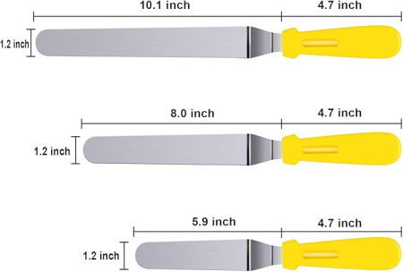 Set spatule unghiulare SameTech pentru tort, inox, 15/20/25 cm, manere galbene [1]