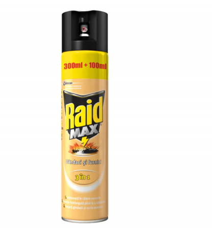 Insecticide - Spray Anti Insecte Raid Max 3 In 1, 400 Ml, Insecticid, Ideal Pentru Gandaci Si Furnici