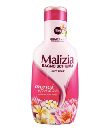 Spumant si Sare de baie - Spumant de baie hidratant Malizia Bagno Schiuma monoi e fiori di loto 1l