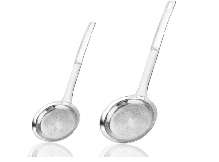 Polonice, linguri si clesti de bucatarie - Spumiera inox 10–12 cm – lingură strecurătoare tip „spider”, pentru îndepărtare spumă și resturi