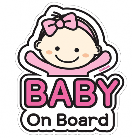 Jucarii - Sticker auto, baby on board, fetita in centura, 18 cm