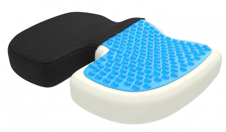 Lichidare Stoc - Perna Ortopedică pentru sezut bonmedico – Gel & Spumă cu Memorie, Antiescare, Universală, husa detasabile, respirabila si antialunecare, protectie zona Lombara, Sciatica, Dureri de sold, Hemoroizi, Ne