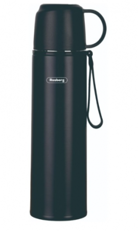 Articole pentru servire - Termos PREMIUM QUALITY din otel inoxidabil, 500ml, pereti dubli, mentine rece/cald, Rosberg, negru mat
