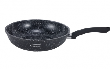 Bucatarie & Servire masa - Tigaie WOK antiaderenta, 26x7cm, acoperire ceramica, maner soft touch, Goldamnn, marmorata