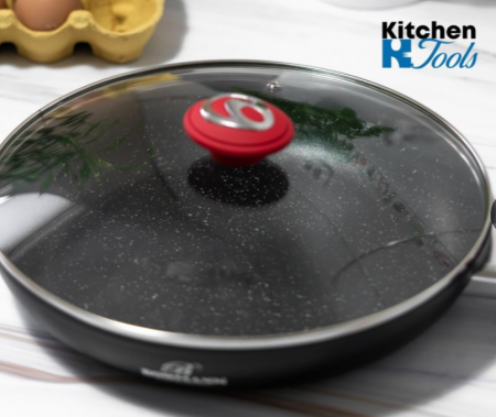 Tigaie Bohmann din aluminiu forjat, cu capac, interior marmorat, 24cm [2]