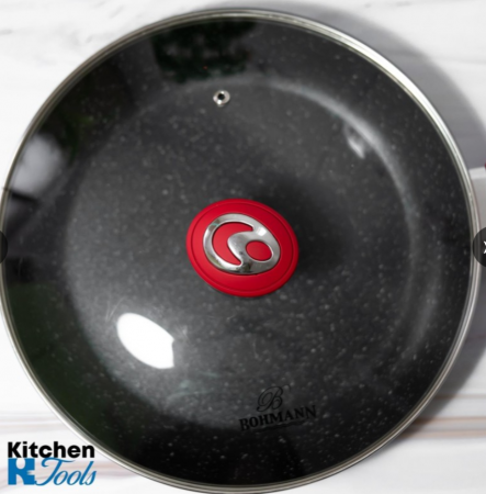 Tigaie Bohmann din aluminiu forjat, cu capac, interior marmorat, 24cm [6]