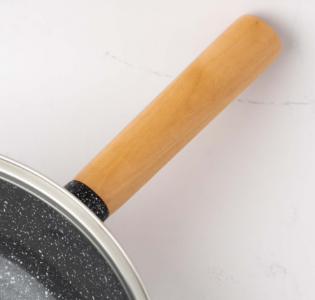 Tigaie Wok aluminiu turnat, 30x8.5 cm, Goldmann, capac termorezistent, acoperire ceramica, maner soft touch [5]