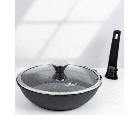 Tigaie wok cu maner detasabil, 28cm, aluminiu turnat, Bohmann, suprafata antiaderenta, inclusiv inductie [3]