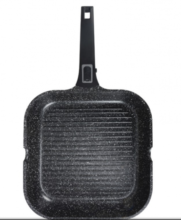 Tigaie grill cu maner detasabil, 28cm, aluminiu turnat, Bohmann, suprafata antiaderenta, inclusiv inductie