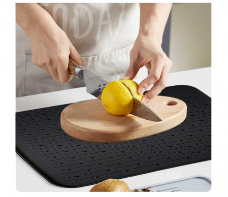 Scurgator /  uscator universal din Silicon, Negru, 45 x 40 cm, Multifuncțional, Antiderapant, Rezistent la Căldură, Ușor de Curățat [4]