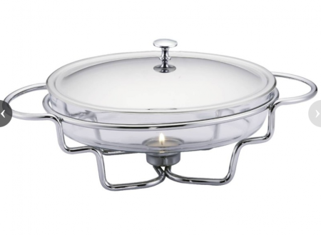 Chafing dish / Vas termorezistent cu incalzitor, 1.6 litri, capac si suport otel inoxidabil [1]
