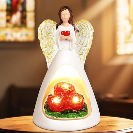Incaltaminte - Figurina inger pazitor cu lumina, cadou inspirational crestin pentru femei, mama, bunica, sotie sau prietene, decoratiune birou sau Craciun