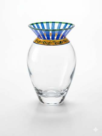 Vaze si boluri decorative - Vaza decorativa, pictata manual, dungi, 21 cm