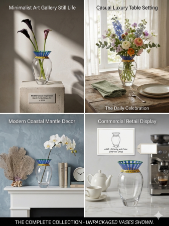 Vaza decorativa, pictata manual, dungi, 21 cm [1]