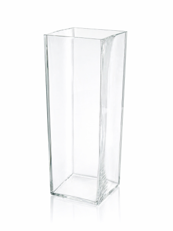 Textile Bucatarie - Vaza decorativa sticla groasa 38 cm, deschidere 12 cm, fara baza, suport lumanare tip lanterna, decor masa elegant, evenimente si restaurante