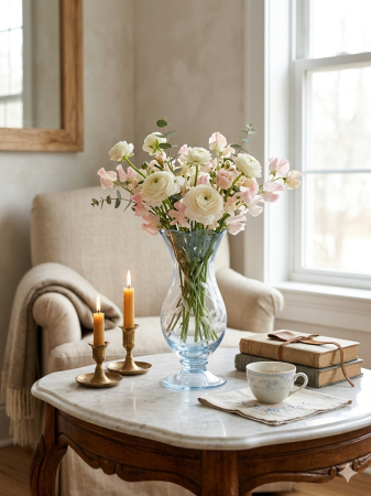 Vaza decorativa din sticla Mother Blur cu picior, 23 cm, model floral gravat, design elegant transparent [1]