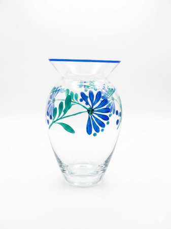 Vaze si boluri decorative - Vaza decorativa pictata manual flori, 21 cm