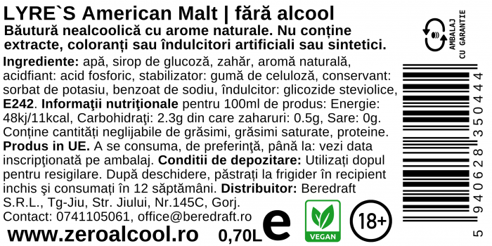 Lyre's American Malt 70cl | Alternativa fara alcool la Bourbon [3]