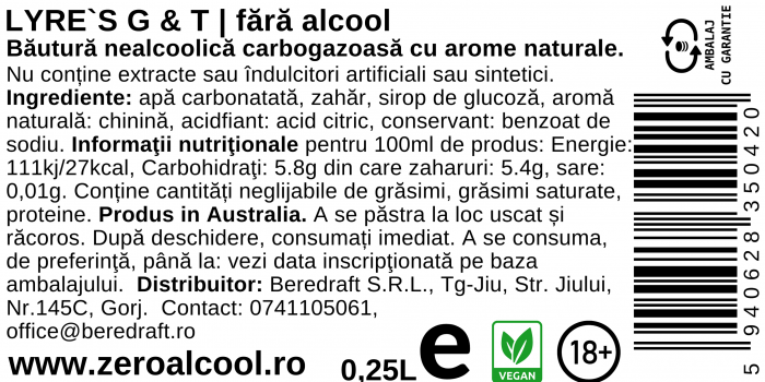 Lyre’s G&T 25cl | Cocktail fara alcool (alternativa la Gin & Tonic) [3]