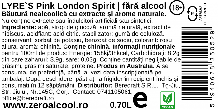 Lyre's Pink London Spirit 70cl | Alternativa fara alcool la Pink Gin [4]