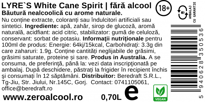 Lyre’s White Cane Spirit 70cl | Alternativa fara alcool la White Rum [5]