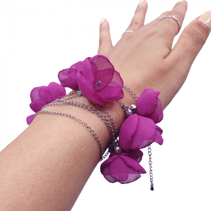 Bijuterie-multifunctionala-bratara-colier-flori-magenta [2]