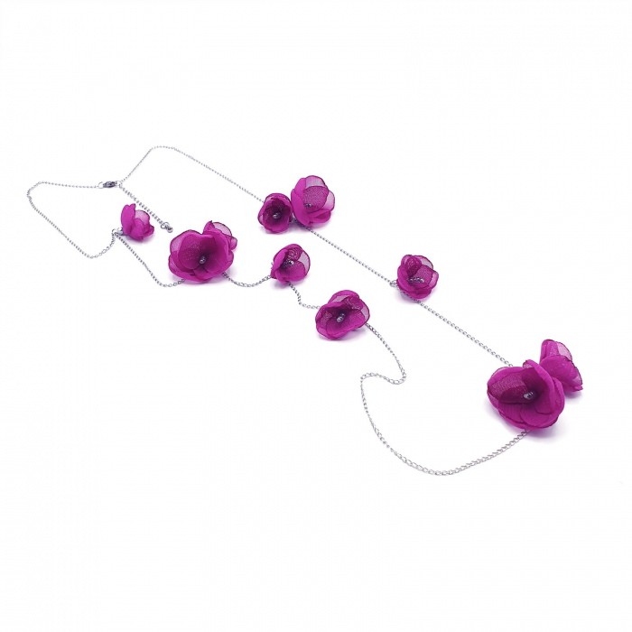 Bijuterie-multifunctionala-bratara-colier-flori-magenta [7]