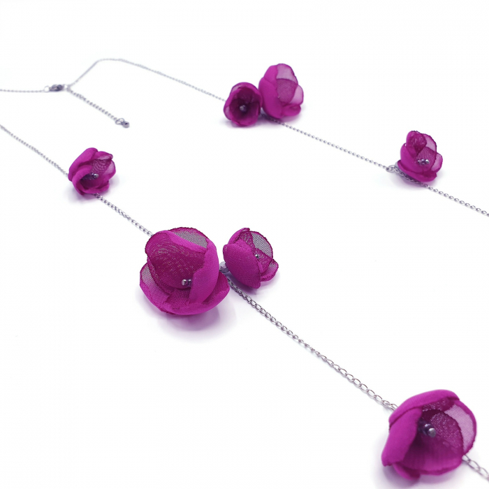 Bijuterie-multifunctionala-bratara-colier-flori-magenta [8]