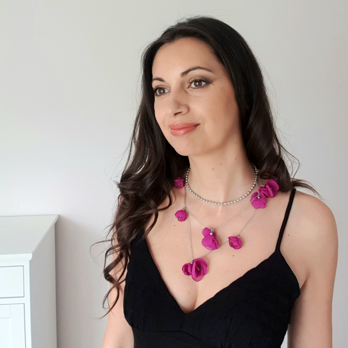 Bijuterie-multifunctionala-bratara-colier-flori-magenta [3]