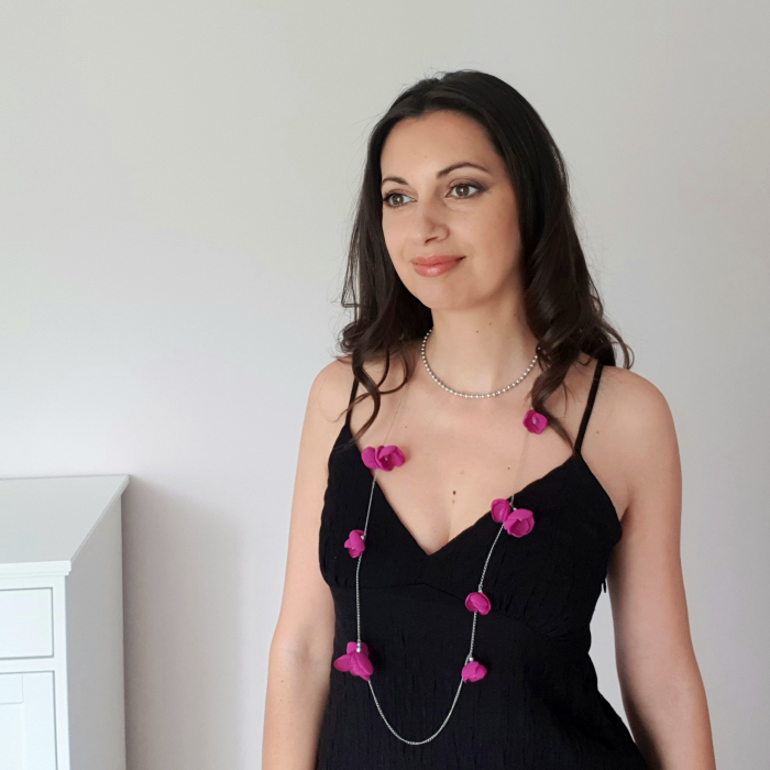 Bijuterie-multifunctionala-bratara-colier-flori-magenta [4]