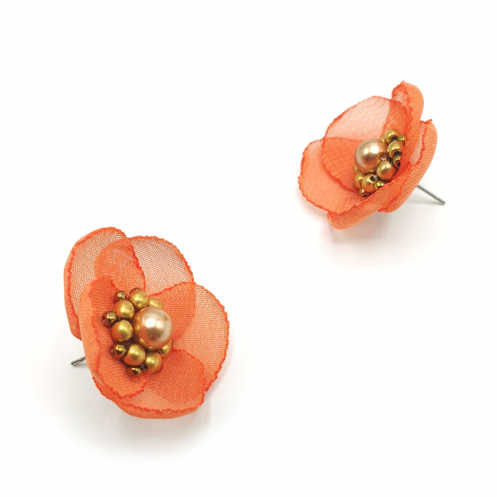 cercei-mici-floare-portocaliu-somon [3]