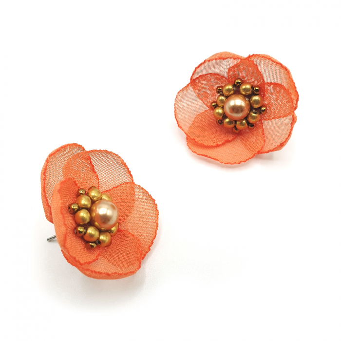 cercei-mici-floare-portocaliu-somon [2]