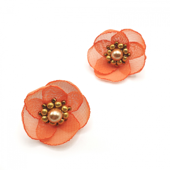 cercei-mici-floare-portocaliu-somon [4]
