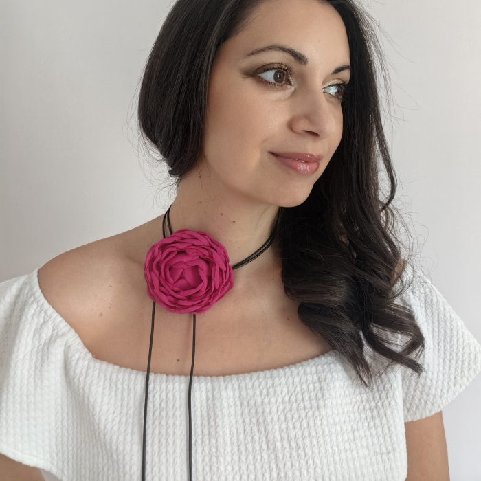 colier-choker-floare-trandafir-voal-magenta-snur [4]