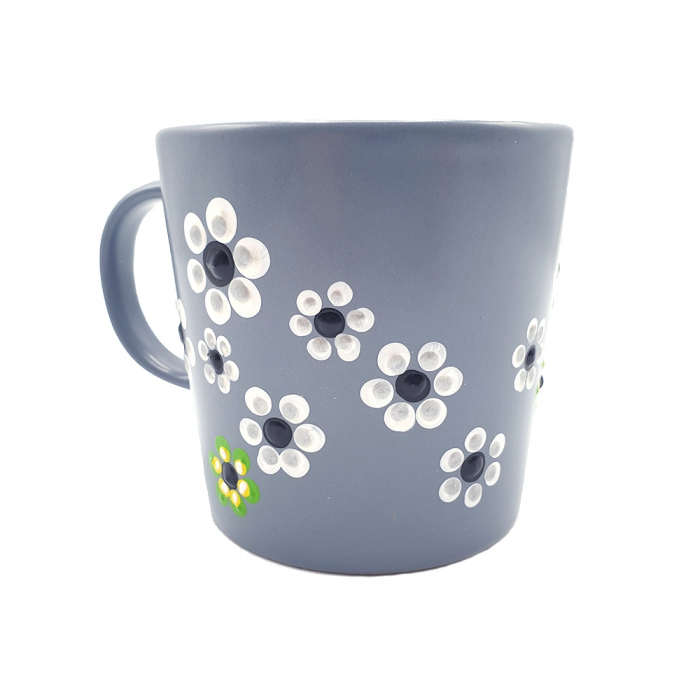 MABEL | Cana gri pentru cafea/ ceai, pictata manual cu flori [2]