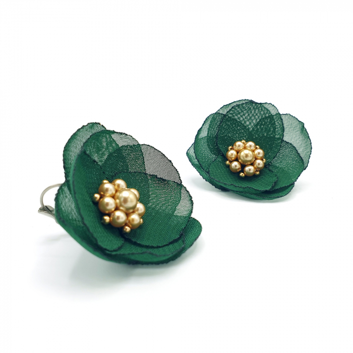 cercei-tortite-floare-verde-mijloc-auriu-perle [4]