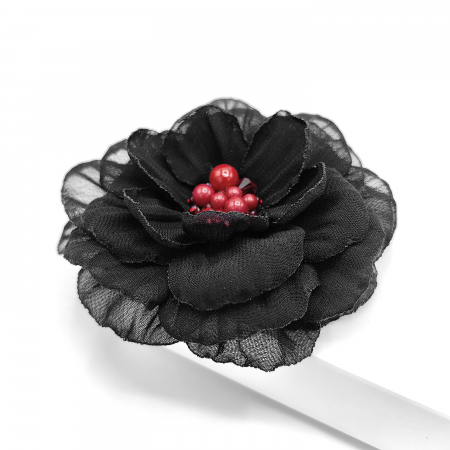 Brose - brosa-floare-textila-neagra-mijloc-rosu
