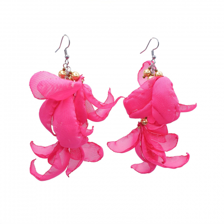 BIJUTERII SI ACCESORII - cercei-frunze-roz-aprins-magenta-flamingo
