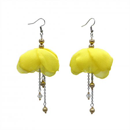 BIJUTERII SI ACCESORII - cercei-lungi-floare-galben-balerina