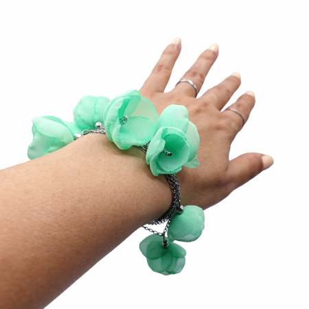 Bratari - Bijuterie-multifunctionala-bratara-colier-flori-verde-menta