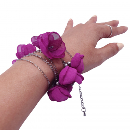 Bijuterie-multifunctionala-colier-bratara-flori-magenta [7]