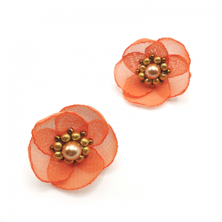 cercei-mici-floare-portocaliu-somon [3]