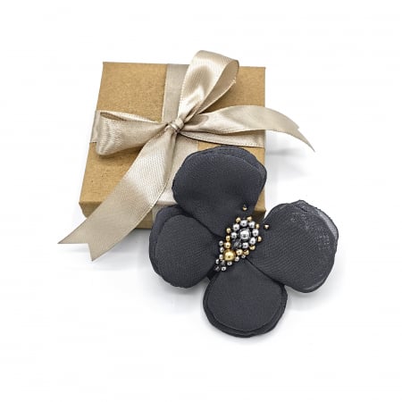 BIJUTERII SI ACCESORII - brosa-fluture-voal-gri-inchis