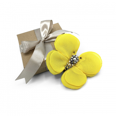 BIJUTERII SI ACCESORII - brosa-fluture-voal-galben