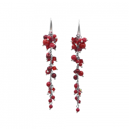 BIJUTERII SI ACCESORII - cercei-lungi-ciorchine-perle-cristale-rosii