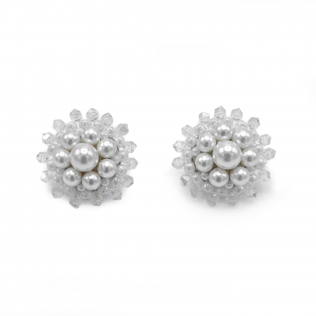 Accesorii si bijuterii mirese - cercei-rotunzi-perle-cristale-alb-surub-mirese