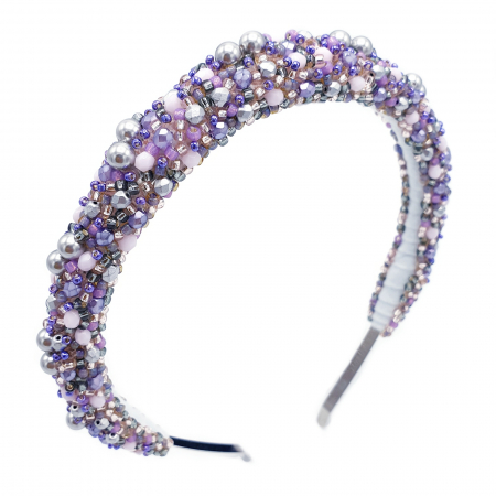 Accesorii par - coronita-par-perle-cristale-lila-argintiu