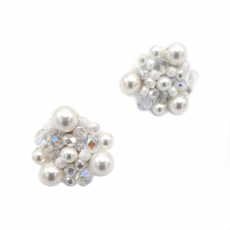 Little White Drops | Cercei albi rotunzi cu perle Mallorca