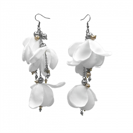Accesorii si bijuterii mirese - cercei-foarte-lungi-voluminosi-textil-voal-albi